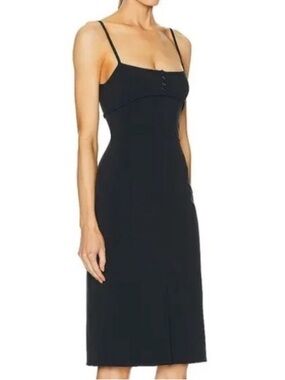 Priscavera Sz M Stretch Tailored Midi Dress Black Designer New Without Tags